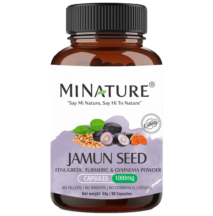 Minature Jamun Seed Fenugreek, Turmeric and Gymnema Powder Capsules | Grocsy