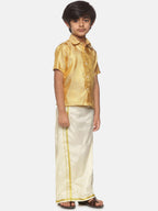 Sethukrishna Boys Gold-Toned Shirt with Dhoti | Grocsy