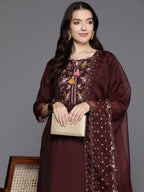 Indo Era Women Floral Embroidered Regular Sequinned Kurta with Trousers & With Dupatta | Grocsy