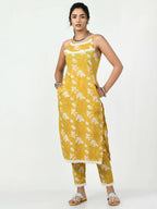 Myshka Women's Yellow Printed Kurta With Trouser | Grocsy