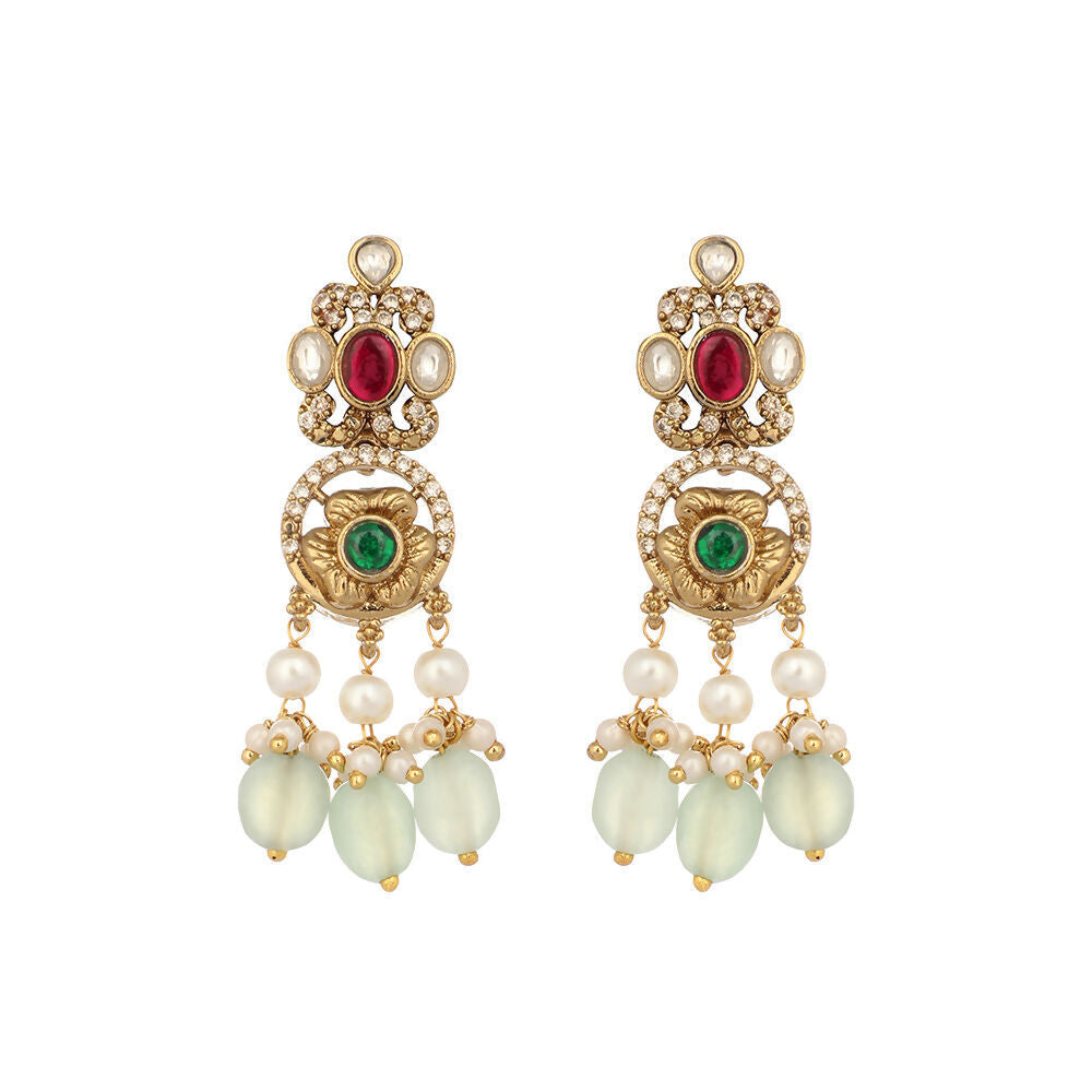 Nuyug 18K Gold Plated Divine Gold Tone Beaded Necklace Set | Grocsy