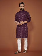 Anaita Purple Embroidered Cotton Straight Kurta | Grocsy