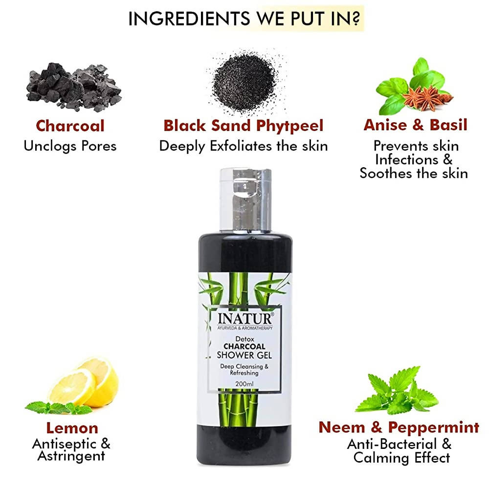 Inatur Detox Charcoal Shower Gel | Grocsy