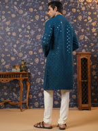 House of Pataudi Ethnic Motifs Embroidered Sequinned Straight Kurta With Churidar | Grocsy