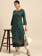 All About You Women Floral & Geometric Printed Straight Kurta | Grocsy