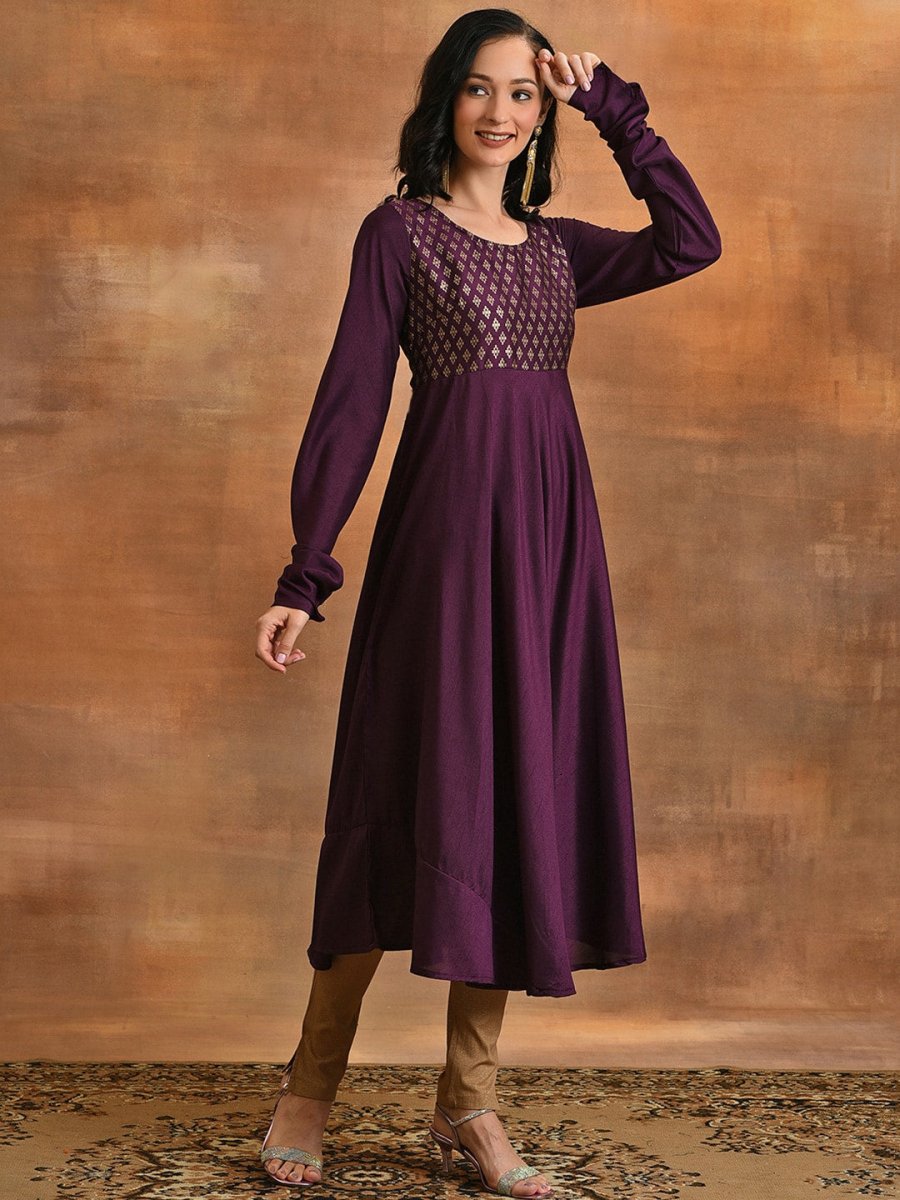 Aks Ethnic Motifs Printed Anarkali Kurta | Grocsy