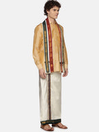 Sethukrishna Men Cream-Colored Solid Dhotis With Angavastram | Grocsy