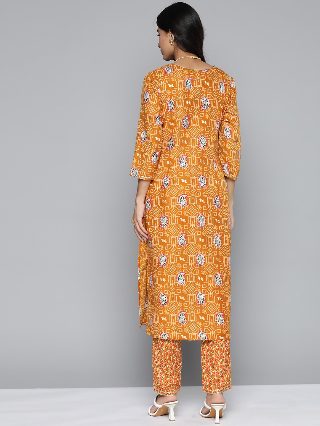 HERE&NOW Floral Printed Regular Kurta with Palazzos | Grocsy