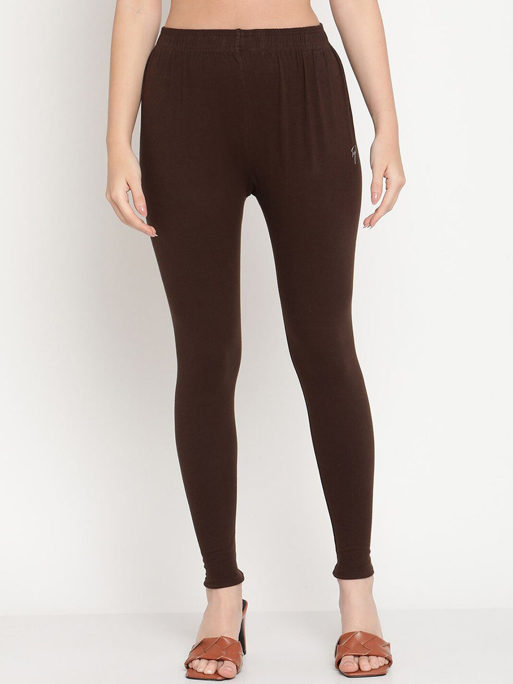 TAG 7 Women Orange & Brown Solid Ankle-Length Leggings Pack Of 2 | Grocsy