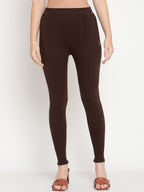 TAG 7 Women Orange & Brown Solid Ankle-Length Leggings Pack Of 2 | Grocsy