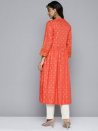 HERE&NOW Women Orange Ethnic Motifs Printed Kurta | Grocsy