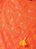 Sangria Women Orange & Yellow Printed Kurta with Trousers | Grocsy