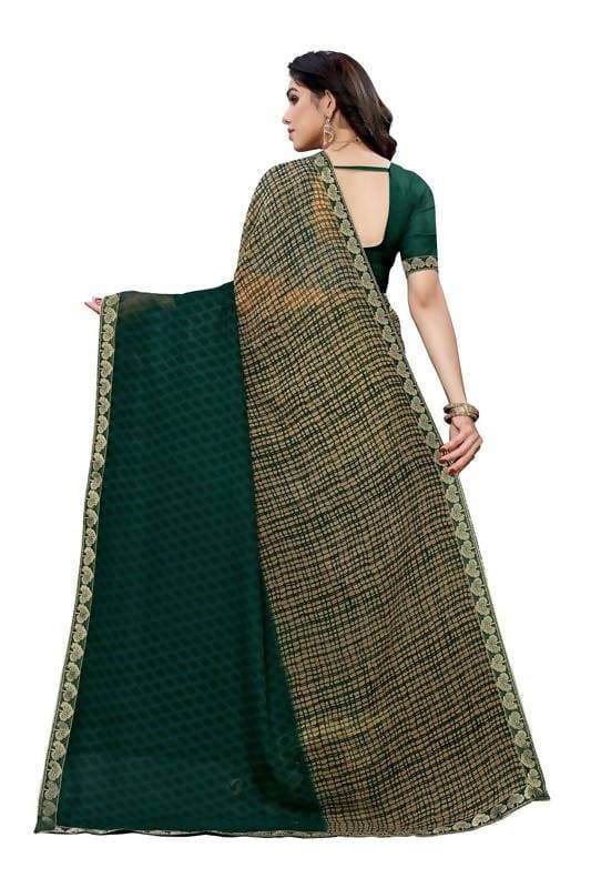 Vamika Green Georgette Lace Work Saree (Prachi Green) | Grocsy