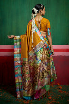 Joban Fashion Tushar Silk Mustard Colored With Zari Border And Designer Pallu Saree | Grocsy