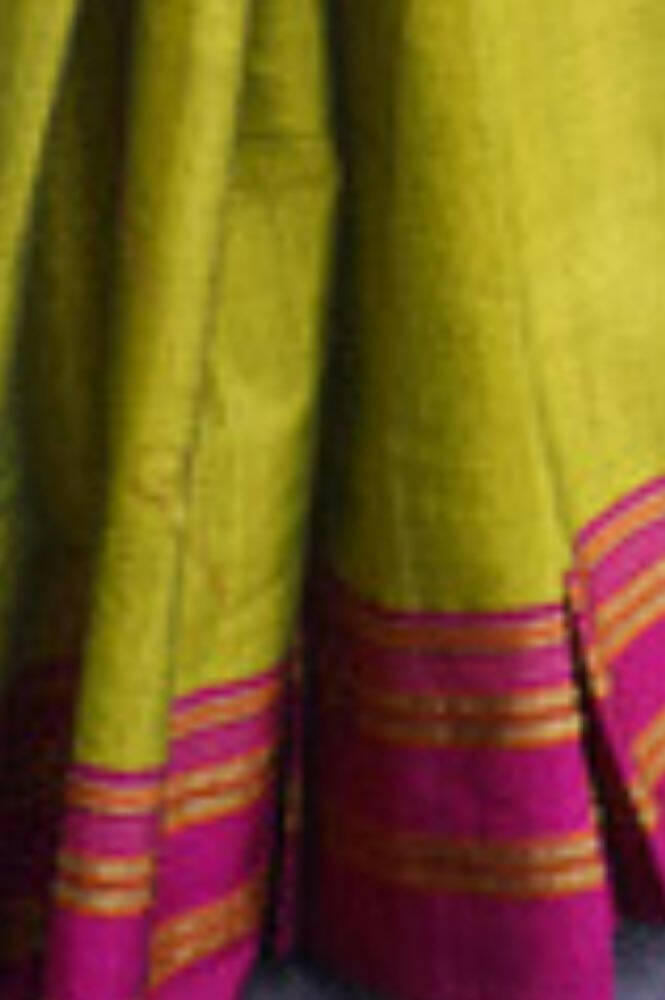 Very Much Indian Handloom Cotton Viscose Ilkal Saree - Bright Green | Grocsy