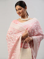 kasee Floral Embroidered Pure Chiffon Saree | Grocsy