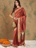 Sangria Woven Design Organza Sarees | Grocsy