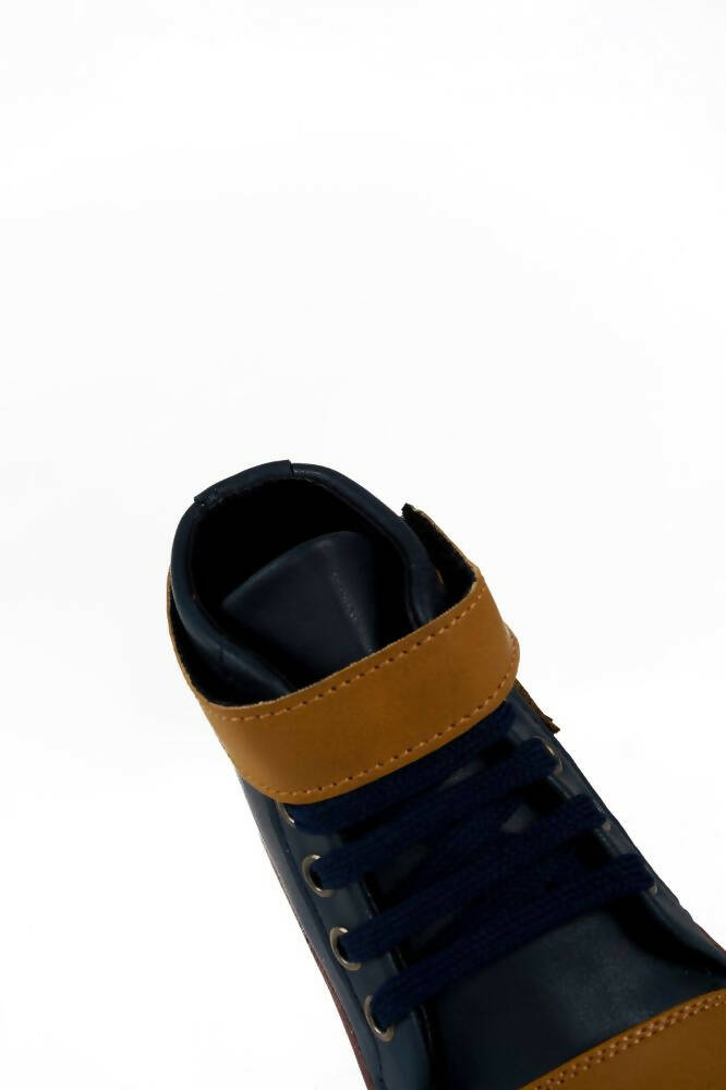 Tiny Bugs Boys Party Wear Mid Top Boots - Navy | Grocsy