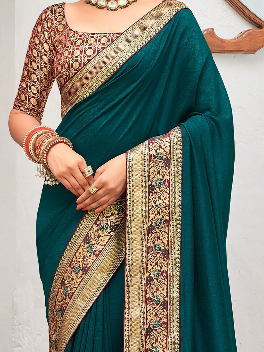 Saree Mall Zari Silk Blend Sarees | Grocsy