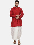 Sethukrishna Men Maroon Kurta with Dhoti Pants | Grocsy
