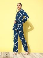 InWeave Women's Indigo Criss Cross Belted Coord Set | Grocsy