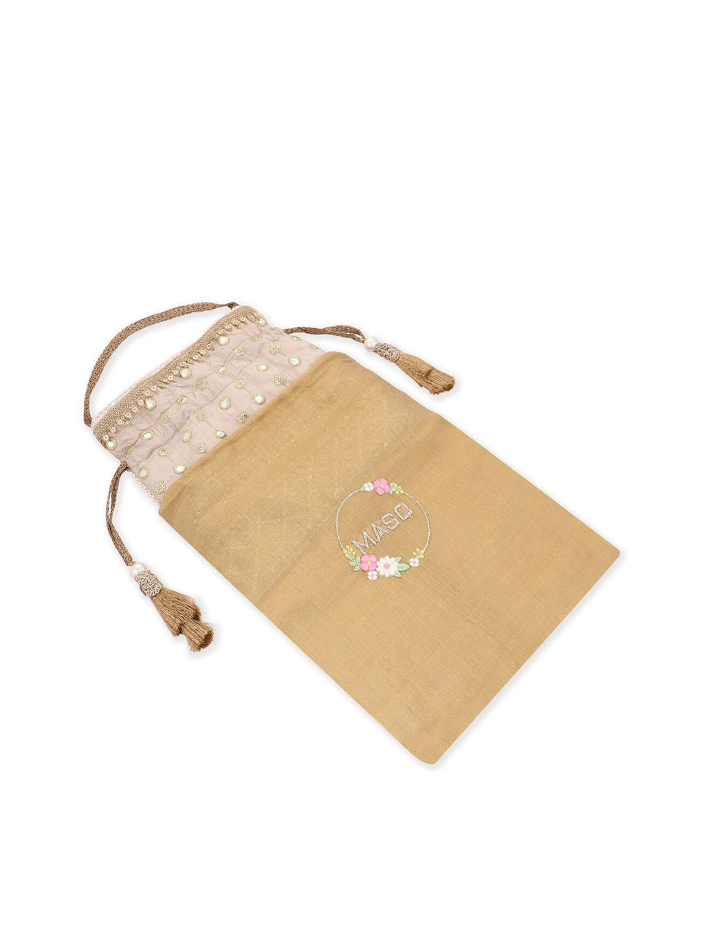 Masq Black & White Embroidered Potli Clutch | Grocsy