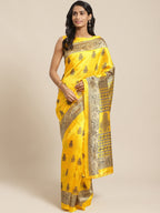 Saree Mall Yellow & Beige Printed Saree | Grocsy