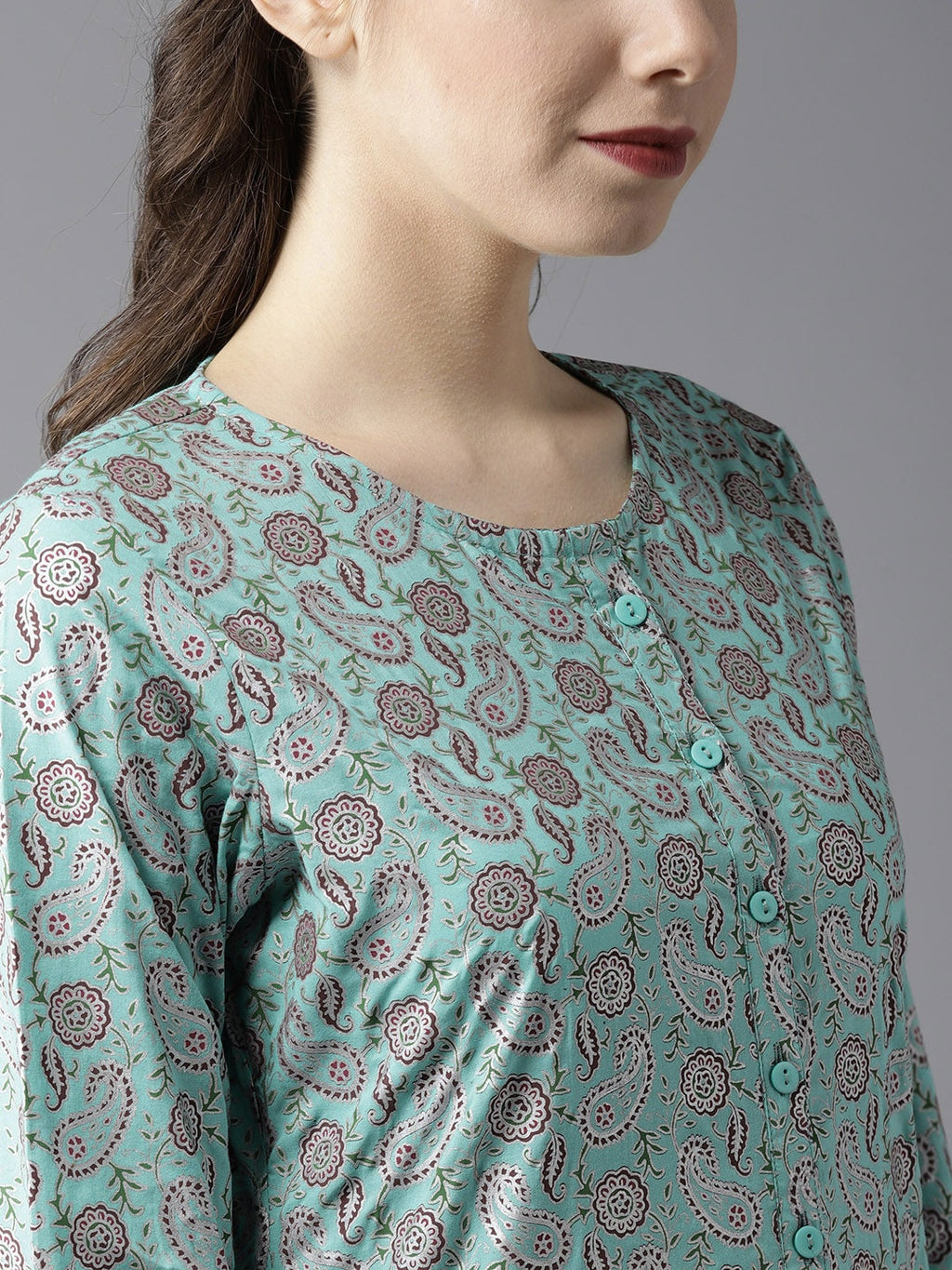 HERE&NOW Women Blue & Brown Printed Kurta with Palazzos & Dupatta | Grocsy