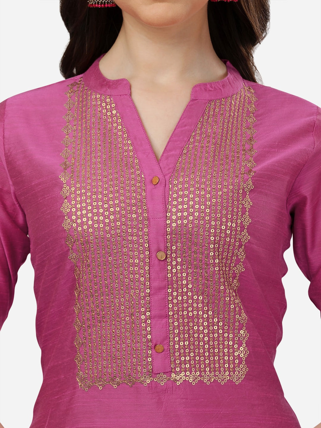 HERE&NOW Women Ethnic Motifs Embroidered Sequinned Kurta with Trousers | Grocsy