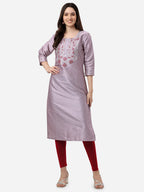 HERE&NOW Floral Embroidered Straight Regular Kurta | Grocsy