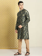 House of Pataudi Men Jashn Floral Zari Work Kurta with Churidar | Grocsy