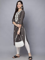 HERE&NOW Women Geometric Yoke Design Thread Work Kurta | Grocsy