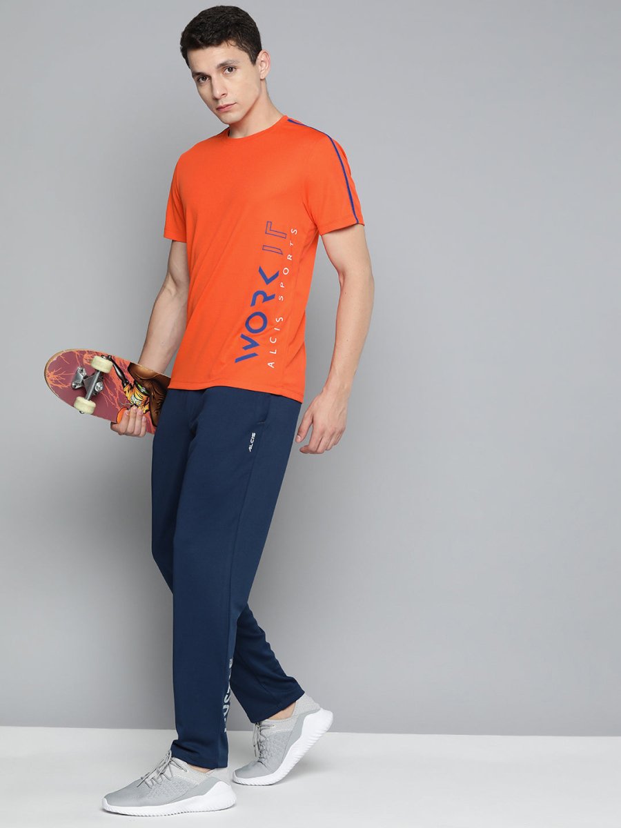Alcis Men Typography Printed Dry Tech Slim Fit T-shirt | Grocsy