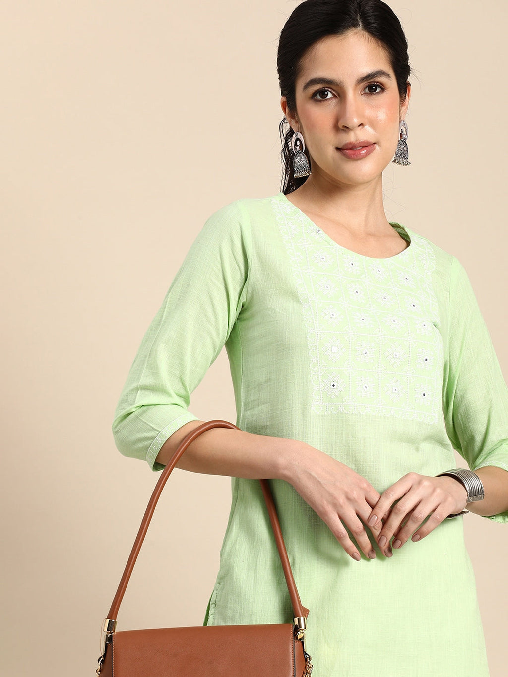 Sangria Women Ethnic Motifs Embroidered Mirror Work Kurta | Grocsy