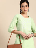 Sangria Women Ethnic Motifs Embroidered Mirror Work Kurta | Grocsy