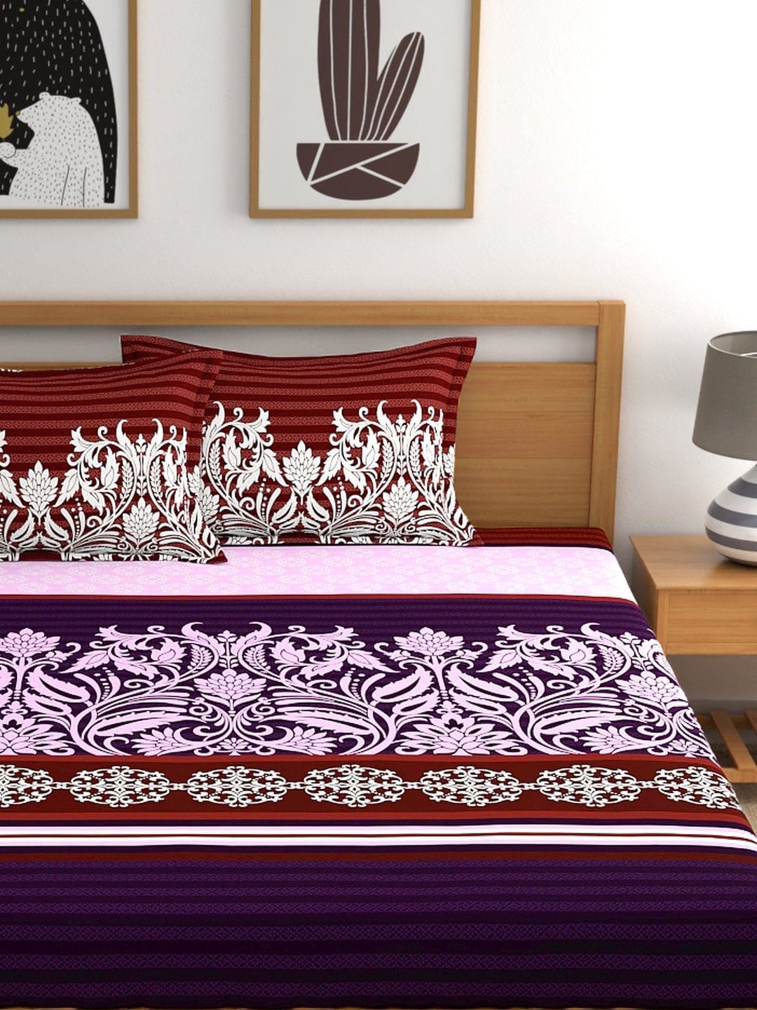 My Room Adults Ethnic Motifs 140 TC Bedsheet with Pillow Covers | Grocsy
