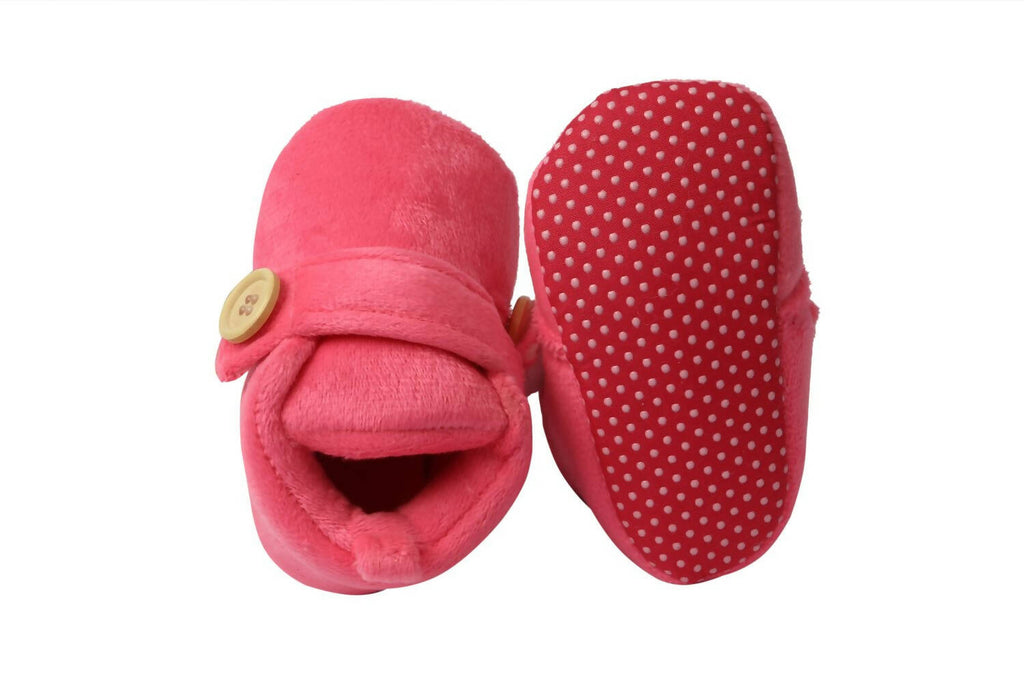Tiny Bugs Unisex Soft Base Booties - Pink | Grocsy