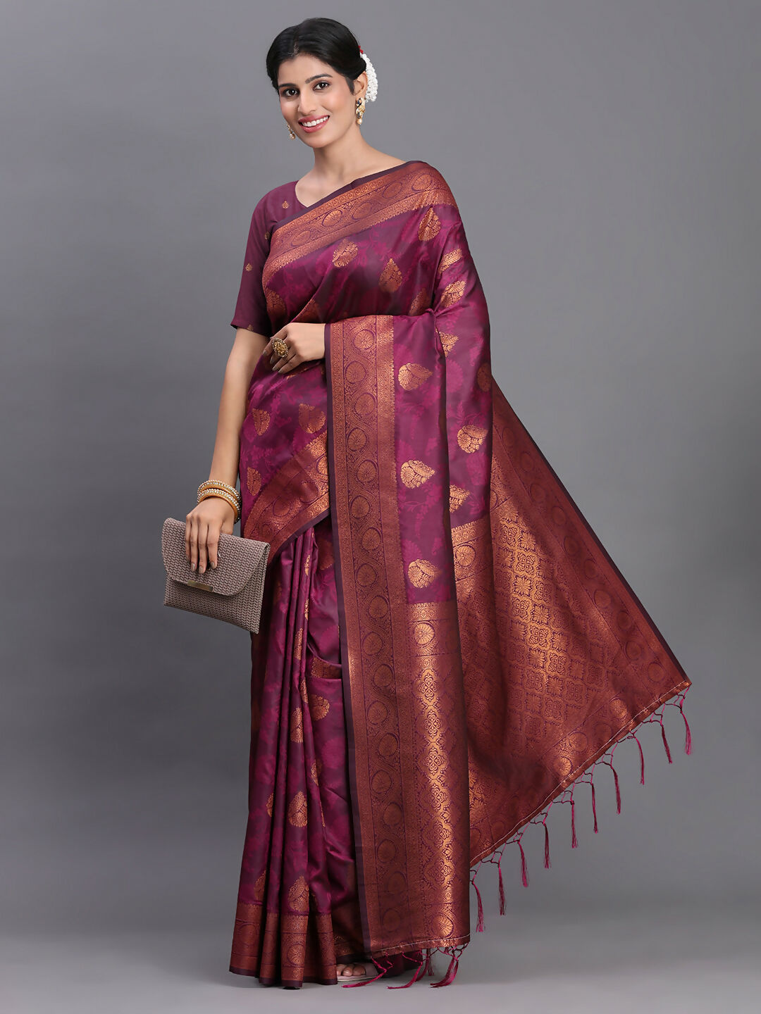 Shree Shyam Fashion Silk Purple Saree | Grocsy