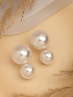 NVR Women's White Pearl Gold-Polished Circular Drop Earring | Grocsy