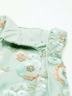 House of Panchhi Sea Green Net Sequins and Zarkan embroidery Lehenga choli & Dupatta | Grocsy