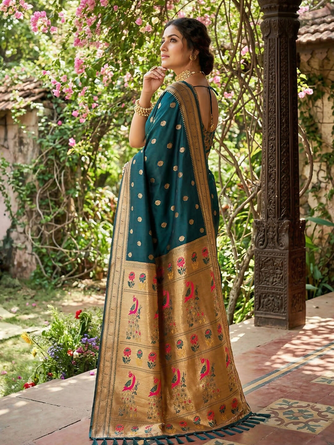 Shree Shyam Fashion Teal Soft Silk Saree | Grocsy