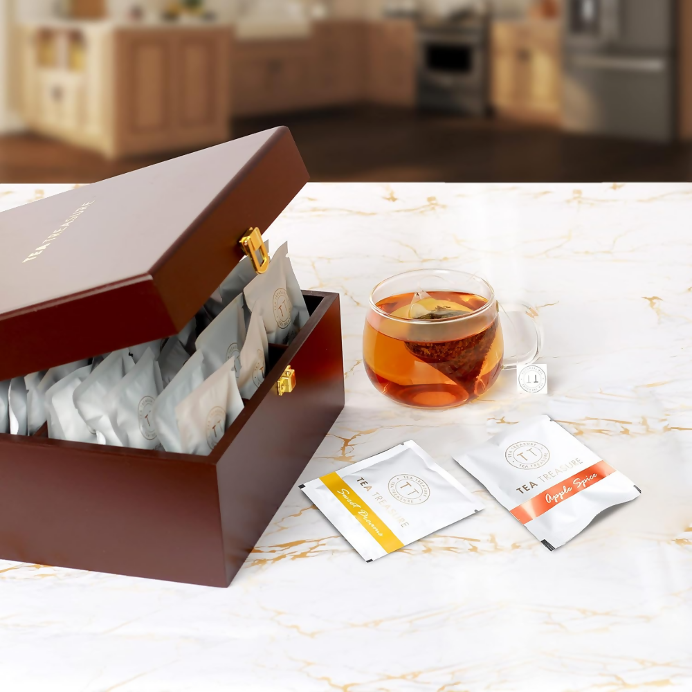 Tea Treasure Wooden Tea Chest - Gift Box | Grocsy