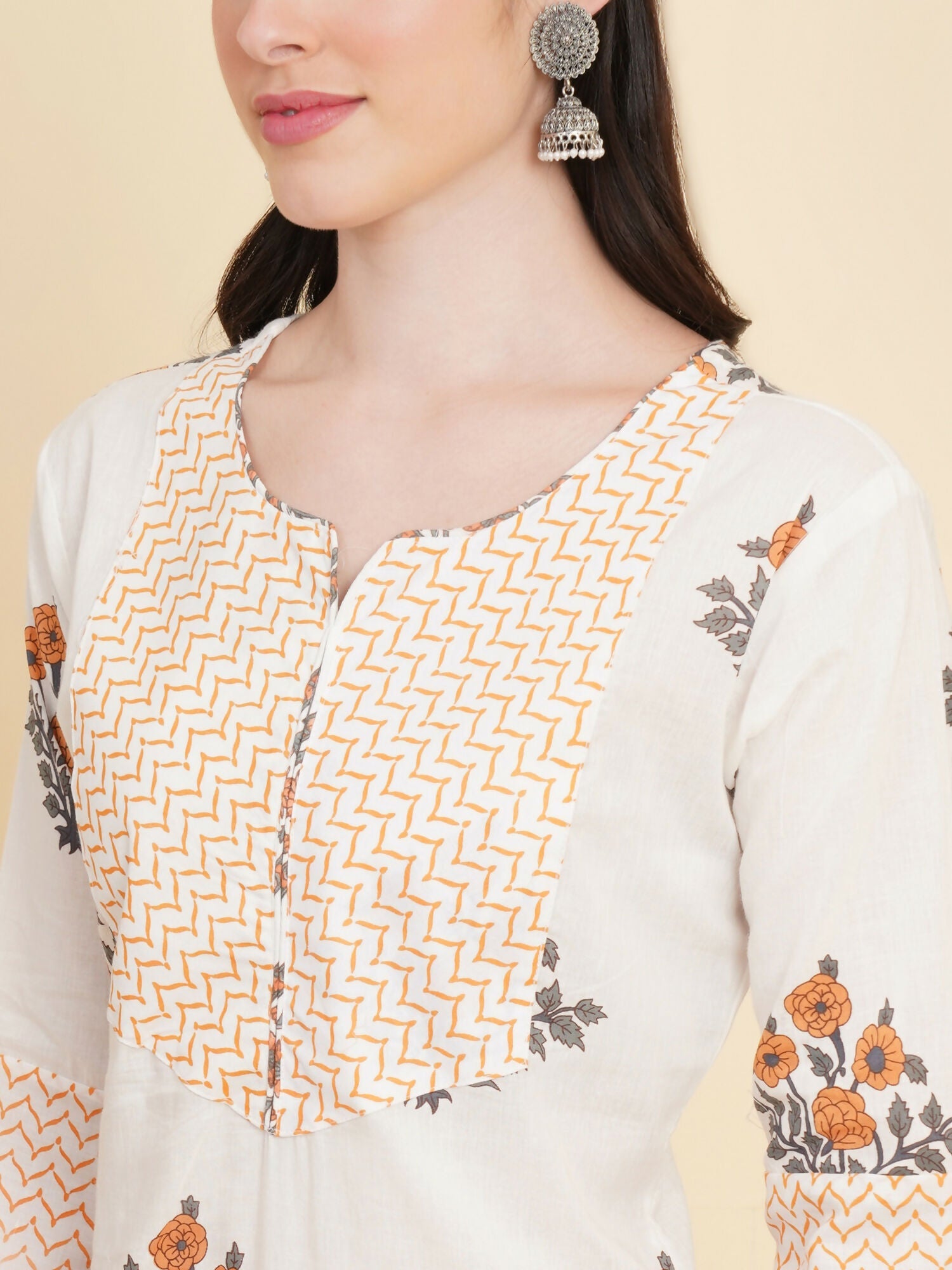 Designer Stylish white cotton Stitched Suit With Dupatta - Tanisha | Grocsy