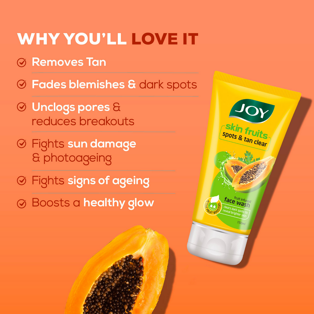 Joy De Tan Papaya Face Wash For Dark Spots Tan & Dead Skin Removal | Grocsy