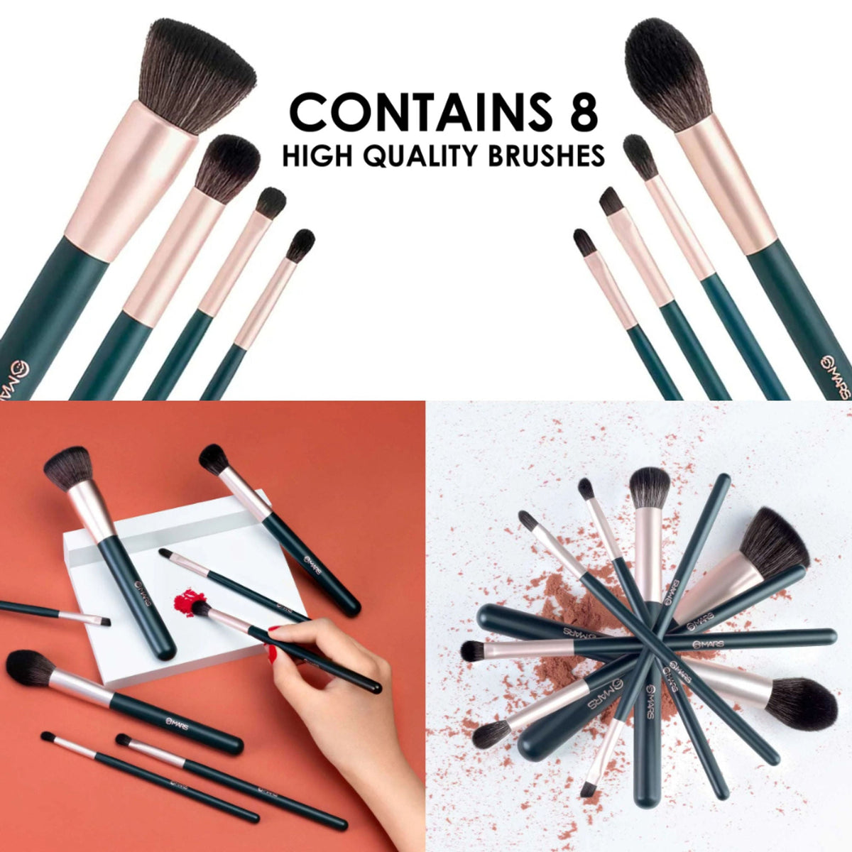 MARS Cosmetics Tools Of Titan Brush With Holder - Pack Of 8 | Grocsy
