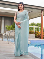 Tikhi Imli Woven Design Satin Ready to Wear Saree | Grocsy
