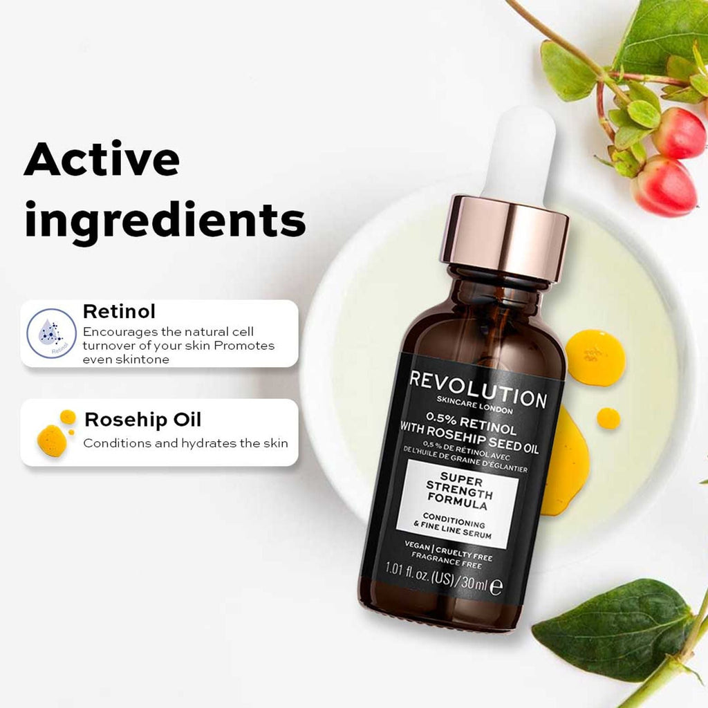 Makeup Revolution Skincare 0.5% Retinol Super Serum With Rosehip Seed Oil | Grocsy