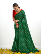 Sangria Striped Gotta Patti Saree | Grocsy