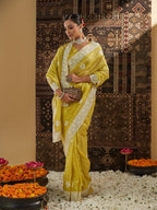 kasee Floral Chikankari Silk Blend Saree | Grocsy