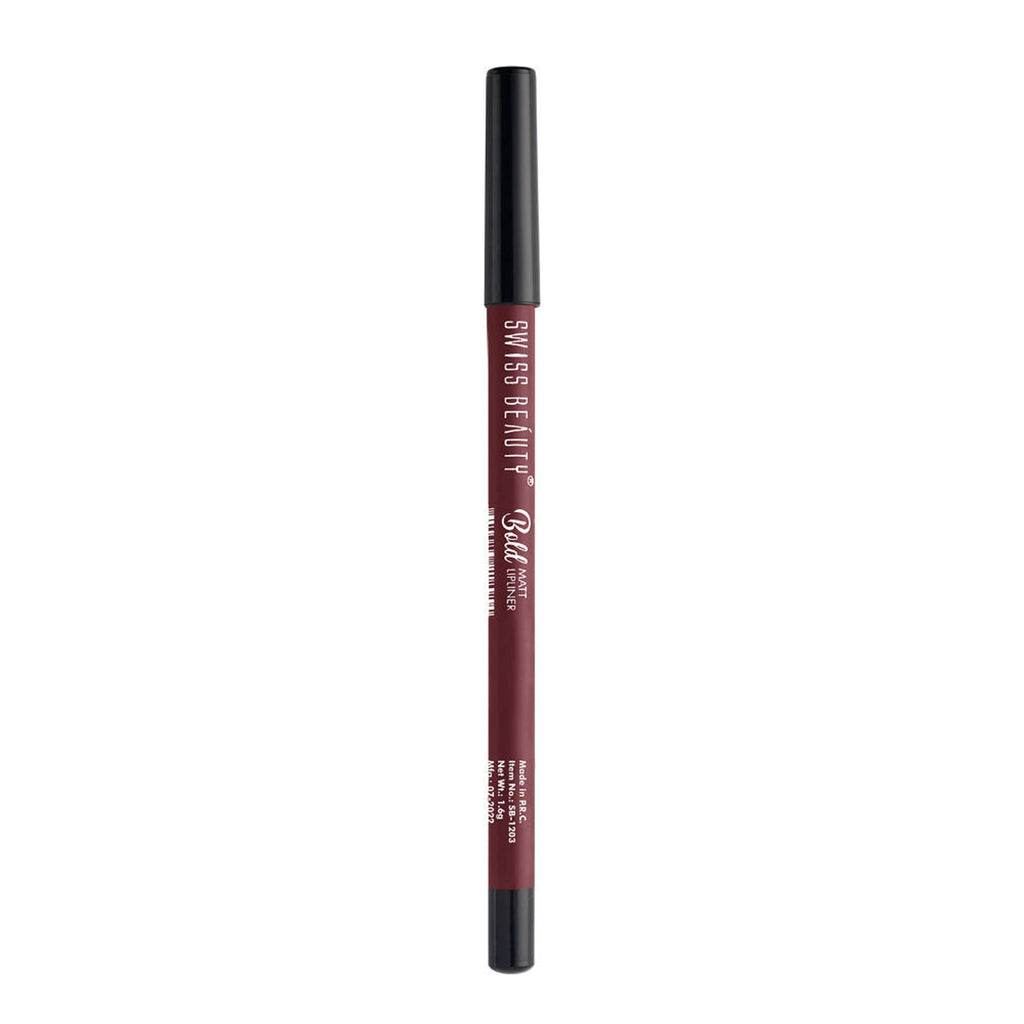 Swiss Beauty Bold Matt Lip Liner Pencil, Long-lasting , Matte Finish , Non-Drying - 2 Maroon | Grocsy